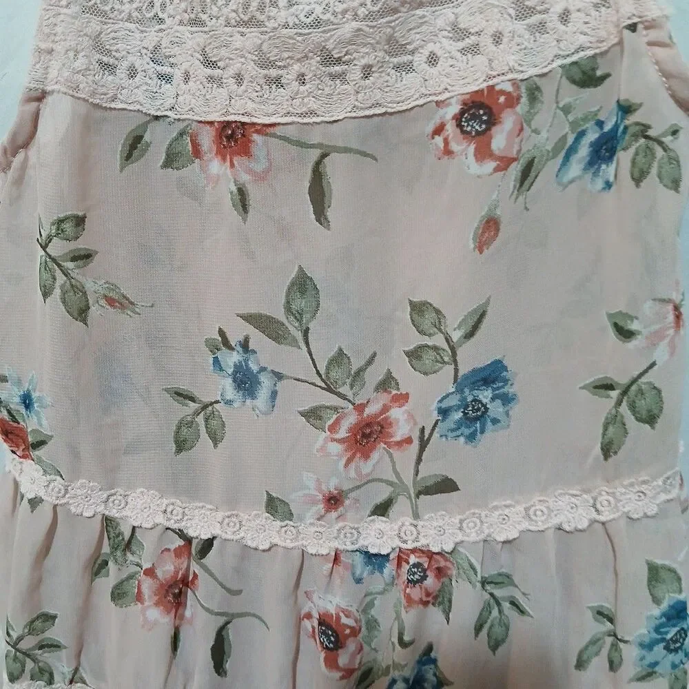 BEAUTEES Girls Pink  Lace Floral Dress Size S